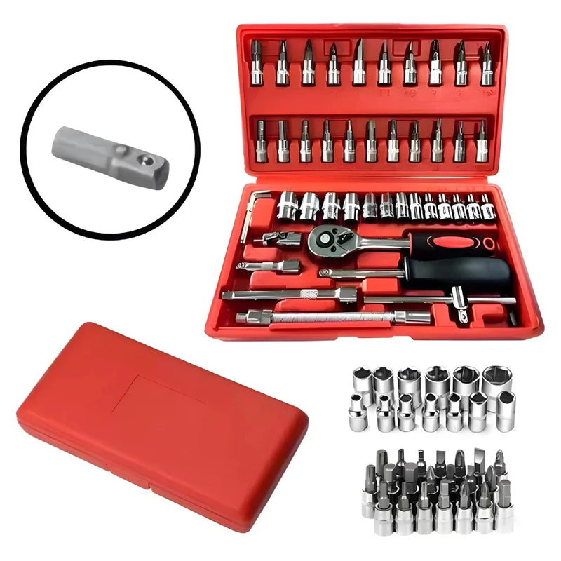 Tool Case Kit 46 Pieces Latch Wrench + Tatica Flashlight Led Powerful Multifunction 5 in 1 Rechargeable Usb
