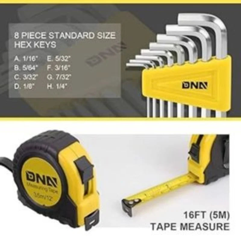 New 39 Pieces New Full Tool Set-Steel Wrenches Ppliers Hammer Screwdriver Organizer Case