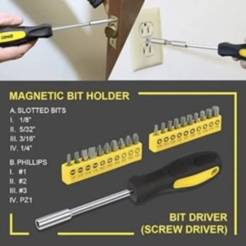 New 39 Pieces New Full Tool Set-Steel Wrenches Ppliers Hammer Screwdriver Organizer Case