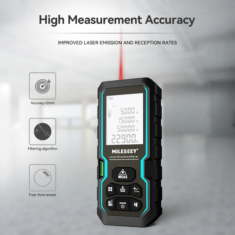 MILESEEY X6 Laser tape measure 40M 60M 80M 100M, Professional Rangefinder with angle display for DIY, Decorating, Building