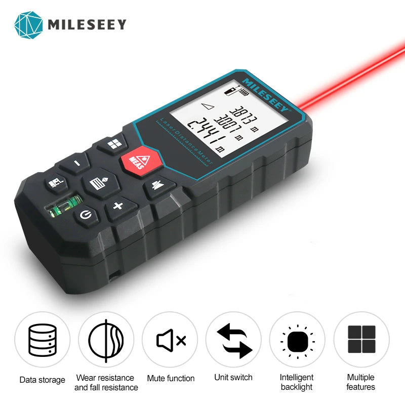 MILESEEY X6 Laser tape measure 40M 60M 80M 100M, Professional Rangefinder with angle display for DIY, Decorating, Building
