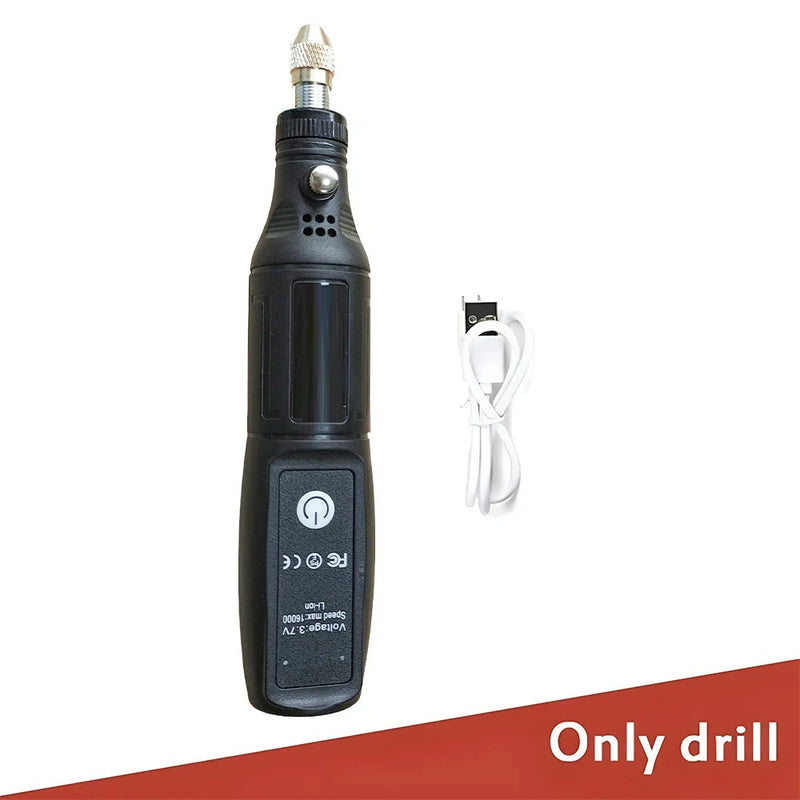 Mini Electric Drill USB Wireless Mini Handheld Drill Rotary Tool Woodworking Engraving Pen Dremel Tools for Jewelry Metal Glass