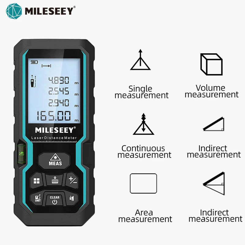 MILESEEY X6 Laser tape measure 40M 60M 80M 100M, Professional Rangefinder with angle display for DIY, Decorating, Building